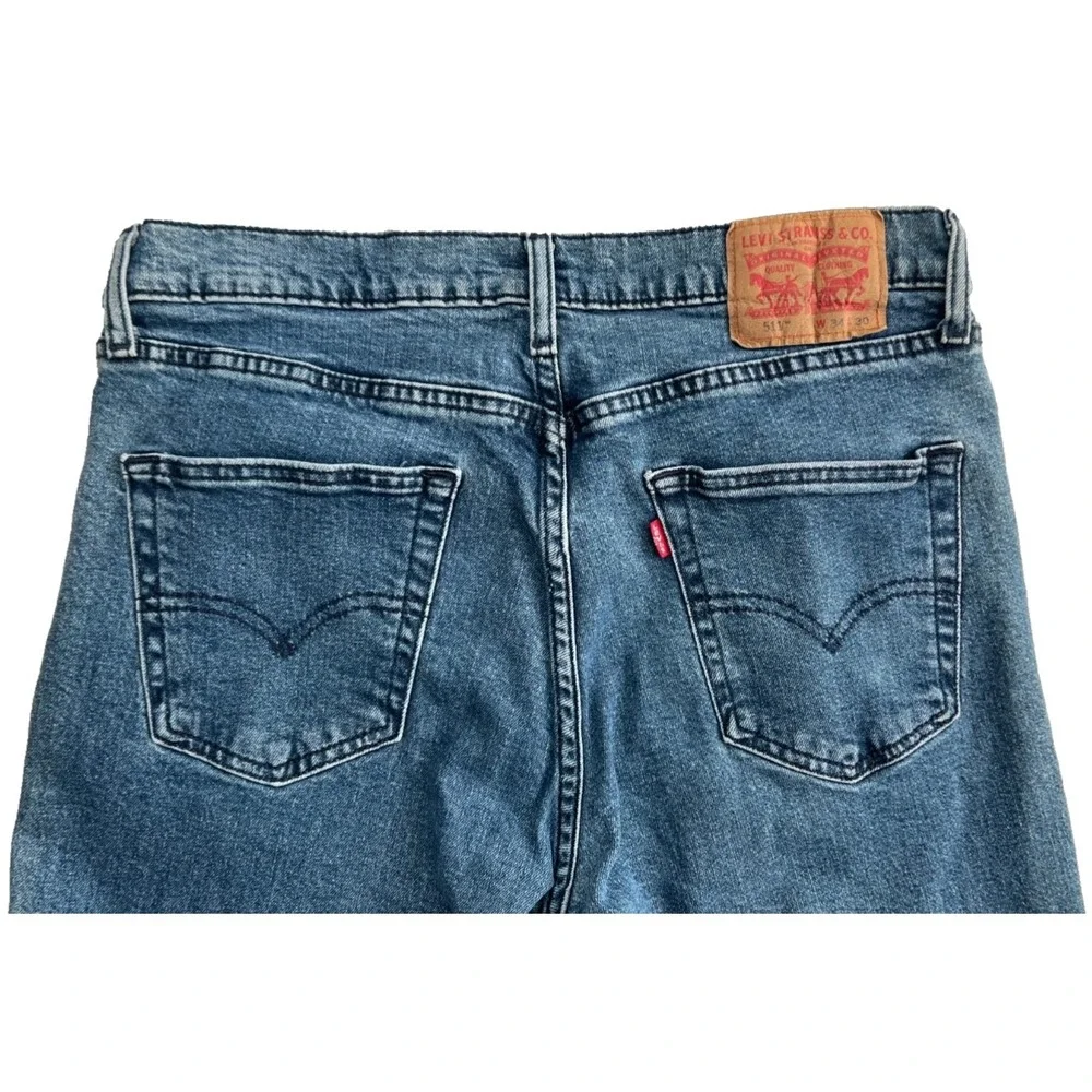 Levis Jeans 34x30 511 Slim Fit Mens Medium Wash Blue Distressed Classic Denim